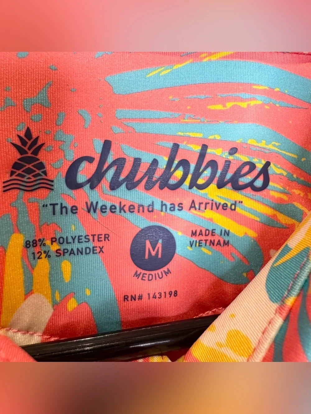 Chubbies Coral Floral Performance Polo Men's Medium Blue Yellow Resortwear Golf - Picture 5 of 6